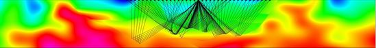 P-wave velocity and reflected rays in model P1I